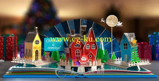 创意立体弹书出圣诞节开场AE模板 Videohive Christmas Pop-Up Book 2 19052418的图片1