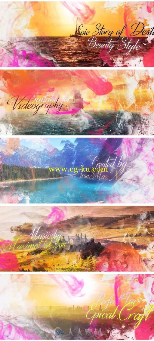 墨水视差幻灯片相册动画AE模板 Videohive Ink Style Parallax Slideshow 19029072的图片1