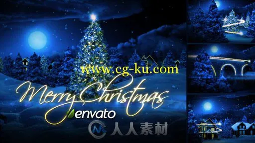 神奇粒子画笔点亮圣诞节夜晚AE模板 Videohive Christmas 6192518的图片2