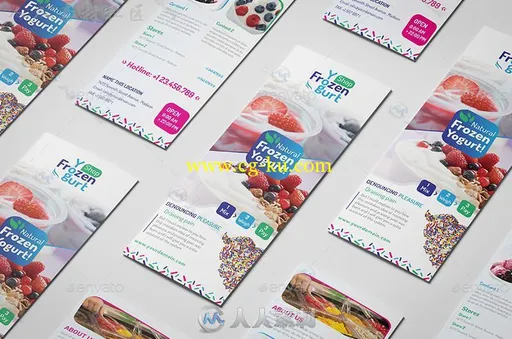 冷冻酸奶店外卖宣传单PSD模版的图片1
