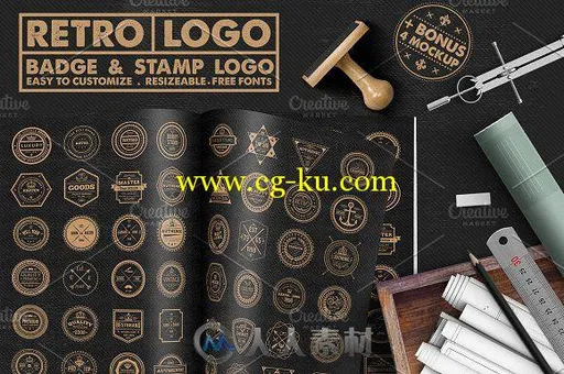 复古徽章和邮票合辑展示PSD模板Retro Badge & Stamp Logo的图片1