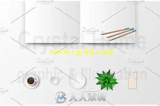 办公物品平面展示PSD模板Office product mockup full set pack的图片2