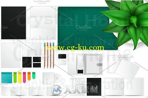 办公物品平面展示PSD模板Office product mockup full set pack的图片3