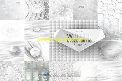 白色抽象AI模板Abstract white backgrounds bundle的图片1