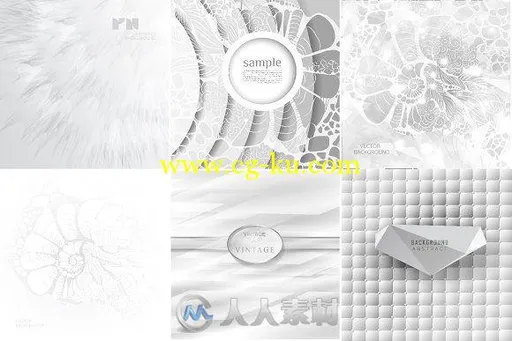 白色抽象AI模板Abstract white backgrounds bundle的图片12