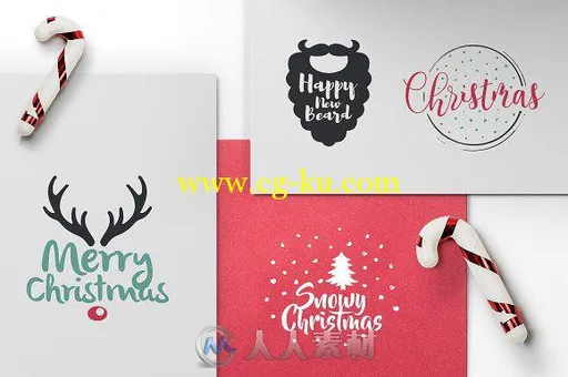 圣诞LOGO展示AI模板Christmas Logos Pack 947311的图片3