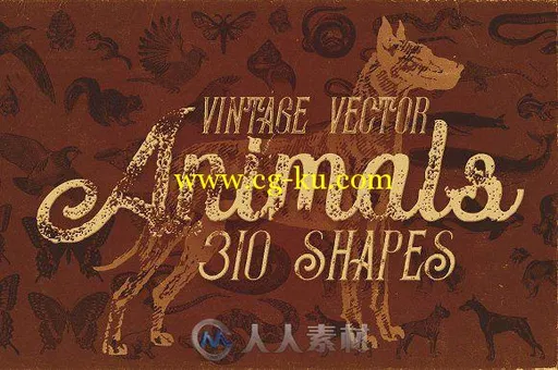 矢量复古动物大全展示AI模板VintageAnimalsVectors的图片1