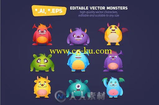 欢乐万圣节卡通人物展示AI模板Funny Halloween Cartoon Monsters的图片2