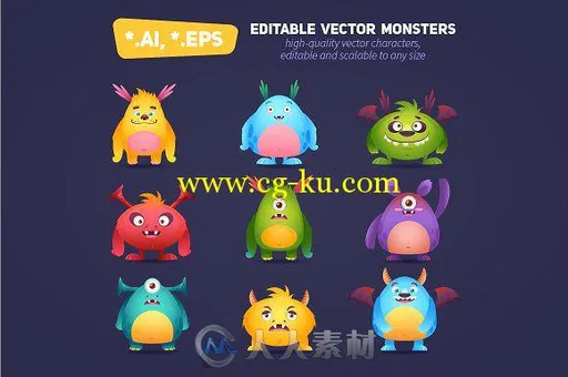 欢乐万圣节卡通人物展示AI模板Funny Halloween Cartoon Monsters的图片3