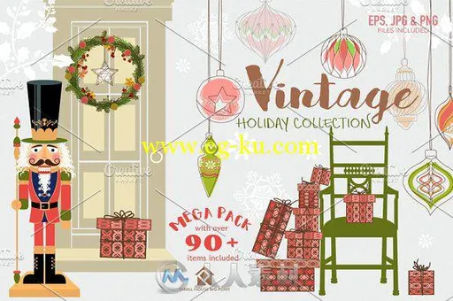 复古假日卡通插画AI模板35 Off - Vintage Holiday Collection的图片1