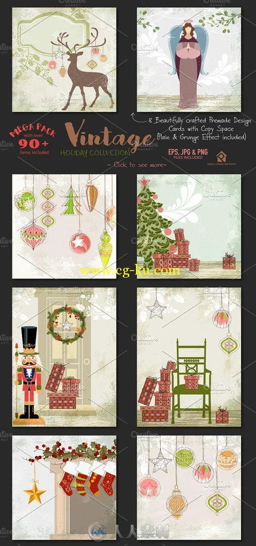 复古假日卡通插画AI模板35 Off - Vintage Holiday Collection的图片3