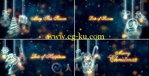 梦幻粒子雪花展示金色圣诞标题AE模板 Videohive Christmas Titles 18808841的图片1