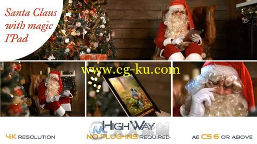 圣诞老人展示平板电脑产品宣传AE模板 Videohive Santa Claus With Magic IPad 1907...的图片1