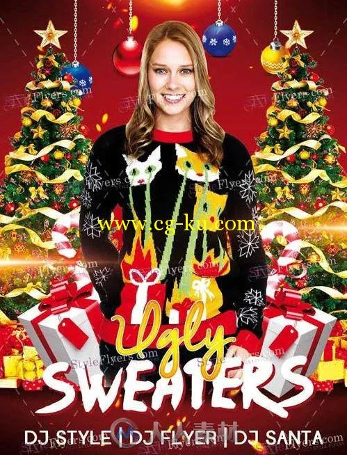 丑陋毛衣圣诞海报PSD模板Ugly_Sweaters_PSD_Flyer_Template的图片1