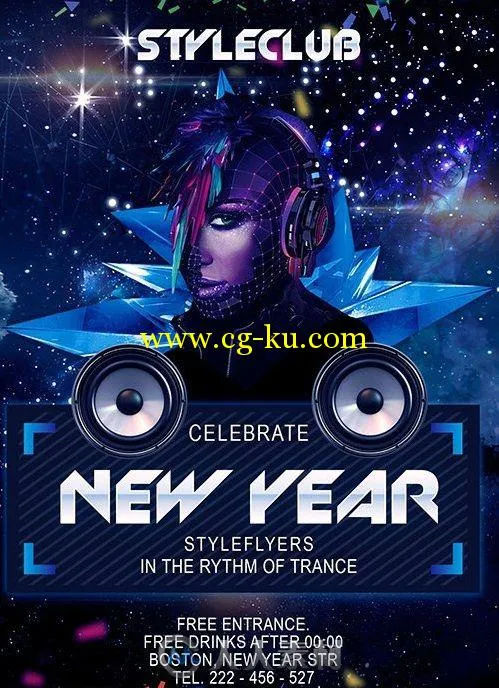 恍惚新年海报PSD模板Trance-new-year的图片1