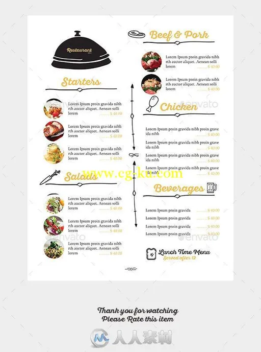 餐厅食物菜单展示PSD模板restaurant-food-menu-flyer-15166067的图片1