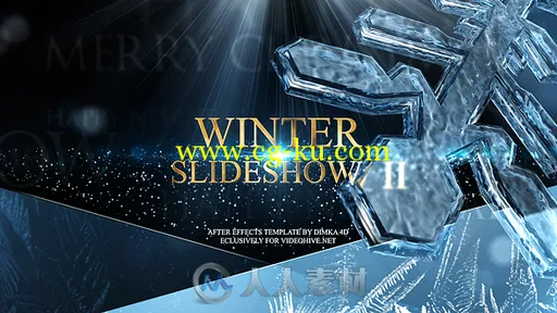 美丽的冬季雪花玻璃幻灯片相册动画AE模板 Videohive Winter Slideshow II 13618706的图片1