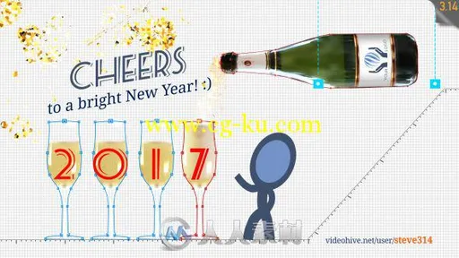 创意圣诞卡通动画幻灯片AE模板 Videohive New Year Greetings 13852897的图片1