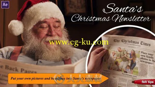 圣诞老人展示报纸幻灯片AE模板 Videohive Santa’s Christmas Newsletter 18914499的图片1