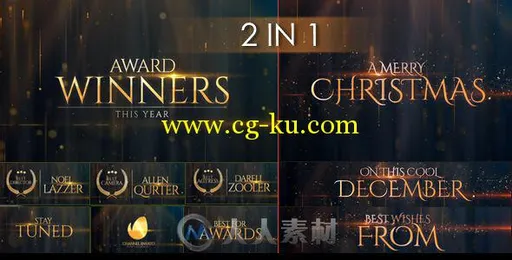 金色粒子光效闪耀颁奖典礼文字大标题AE模板Videohive Award Winners Christma...的图片1