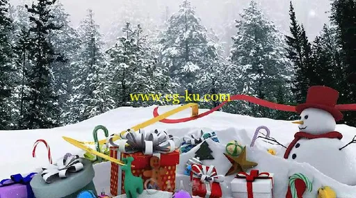 美丽神奇的红黄彩带编织成圣诞树幻灯片AE模板 Videohive Christmas 18935362的图片2