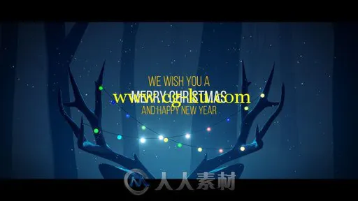 简单时尚的夜晚圣诞鹿圣诞节开场幻灯片AE模板 Videohive Christmas Deer 18928647的图片1