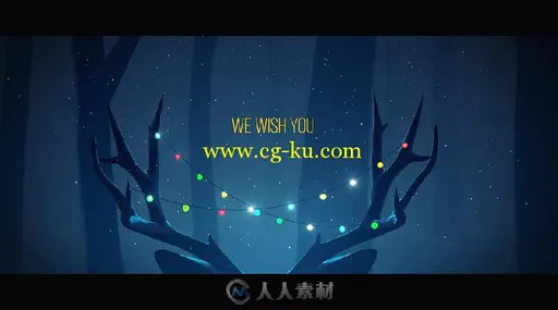 简单时尚的夜晚圣诞鹿圣诞节开场幻灯片AE模板 Videohive Christmas Deer 18928647的图片2