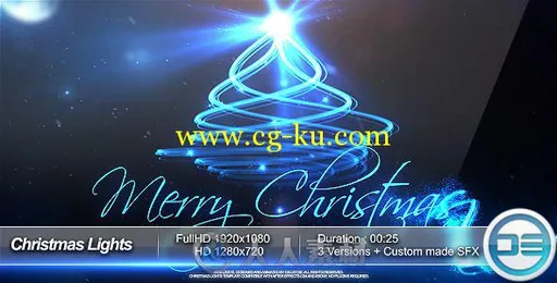 神奇跳动的粒子灯光画笔演绎圣诞节问候AE模板 Videohive Christmas Lights 3649071的图片1