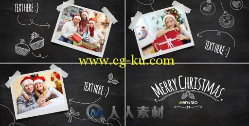 圣诞节的创意黑板照片相册动画AE模板 Videohive Christmas Blackboard 6189750的图片1