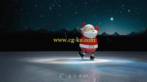 可爱圣诞老人优雅的滑冰标志显示AE模板 Videohive Ice Skating Santa 18839308的图片3