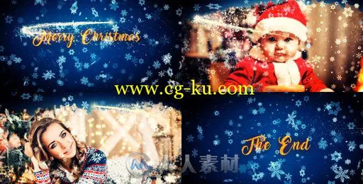 美丽神奇的彩色粒子雪花飘落幻灯片AE模板VideohiveMerry Christmas Slideshow 189...的图片1