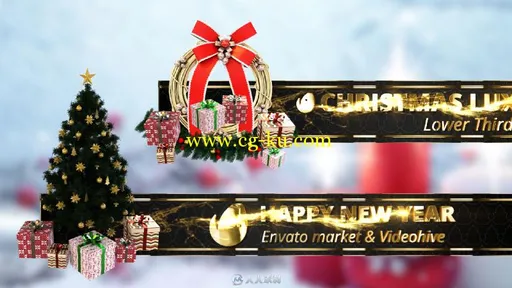 圣诞主题金色文字人名字幕条动画AE模板Videohive Christmas Luxury Lower Thirds ..的图片1