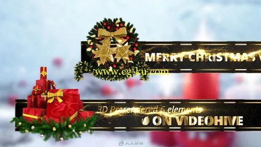 圣诞主题金色文字人名字幕条动画AE模板Videohive Christmas Luxury Lower Thirds ..的图片2