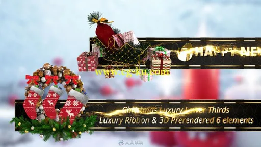 圣诞主题金色文字人名字幕条动画AE模板Videohive Christmas Luxury Lower Thirds ..的图片3