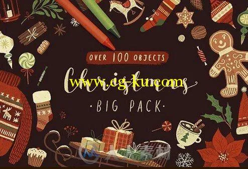 圣诞卡通针织装饰素材PSD模板Christmas+BIG+PACK+946937的图片2