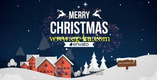 美丽的卡通动画圣诞节夜晚幻灯片AE模板 Videohive Christmas 19014305的图片1