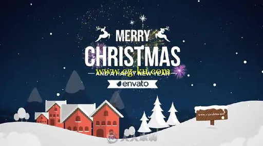 美丽的卡通动画圣诞节夜晚幻灯片AE模板 Videohive Christmas 19014305的图片3