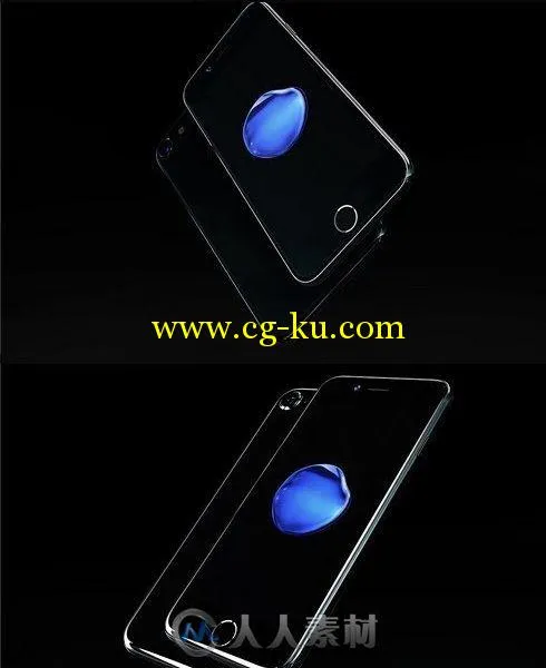 苹果亮黑色IPHONE7plus展示PSD模板的图片2