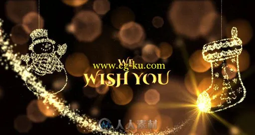 美丽的金色粒子圣诞节愿望幻灯片AE模板 Christmas Wishes的图片1