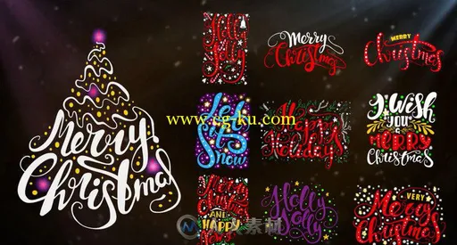 10个美丽时尚的圣诞文字动画AE模板 10 Christmas Lettering的图片1
