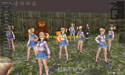 学校女孩人类人形生物角色3D模型Unity素材资源的图片1