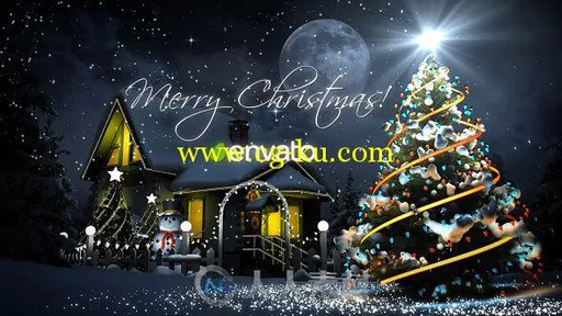 美丽的圣诞粒子画笔点亮圣诞夜晚幻灯片AE模板 Videohive Christmas 13532453的图片1