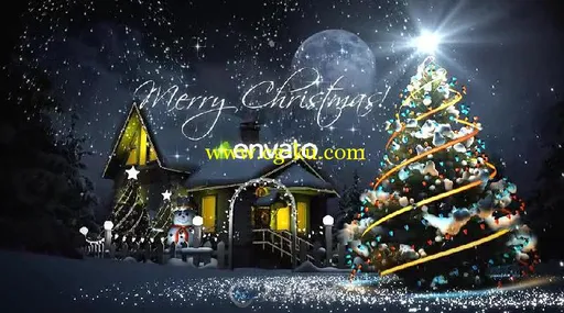 美丽的圣诞粒子画笔点亮圣诞夜晚幻灯片AE模板 Videohive Christmas 13532453的图片3