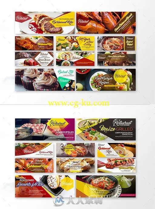 30款推特食物餐厅封面展示PSD模板的图片2