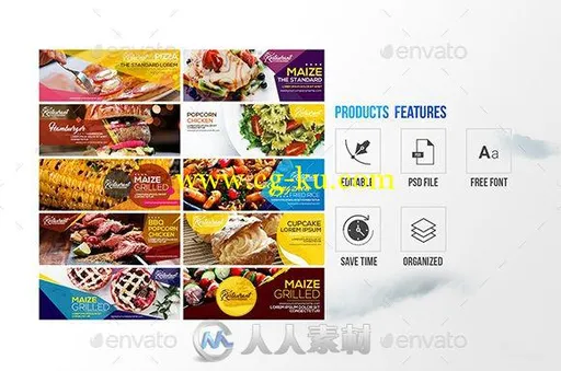 30款推特食物餐厅封面展示PSD模板的图片3