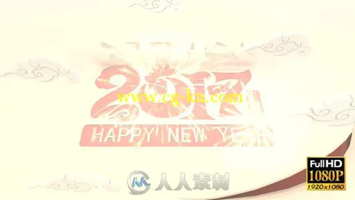 喜庆剪纸2017鸡年春节联欢晚会片头模板春晚包装含角标卷轴AE模板的图片2