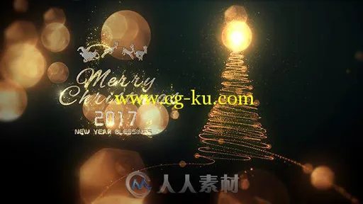 美丽华贵的圣诞节金色粒子标志LOGO演绎AE模板 Videohive Christmas Particle Logo的图片1