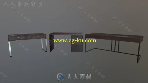 PBR现代书桌家具道具3D模型Unity素材资源的图片2