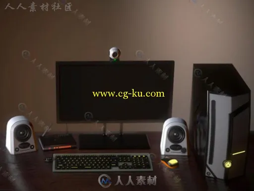 现代台式电脑电子设备道具3D模型Unity素材资源的图片13