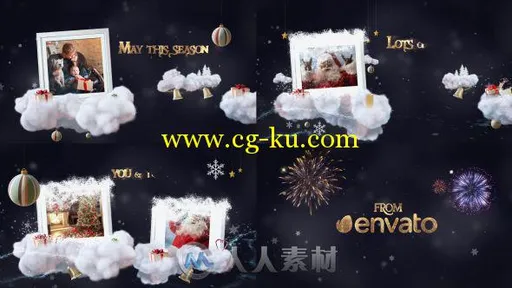 美丽的金色粒子圣诞节愿望幻灯片AE模板Videohive One Wish Christmas Bundle Temp...的图片1